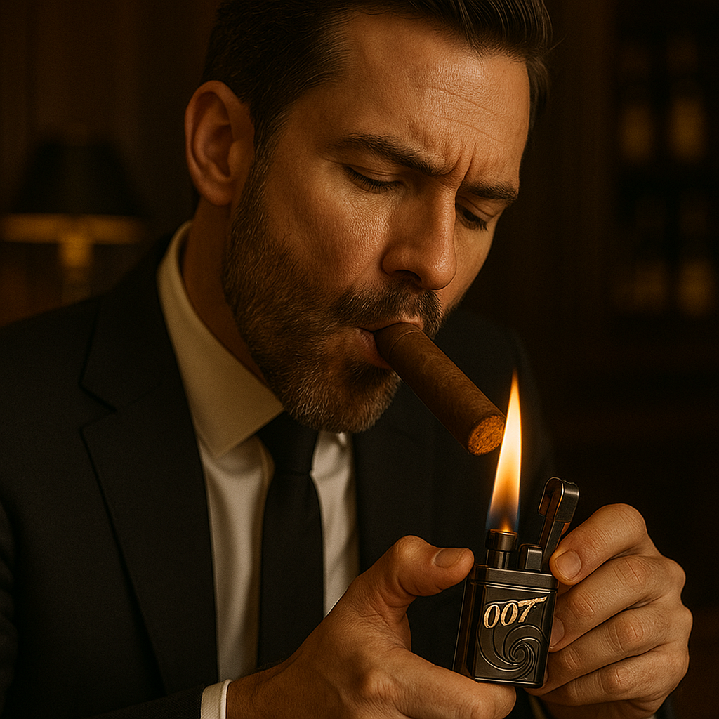 CHIEF 007 Agent Series Brass Semi - Automatic Side - Pulley Ignition Kerosene Lighter (52/42/14MM, 95G)