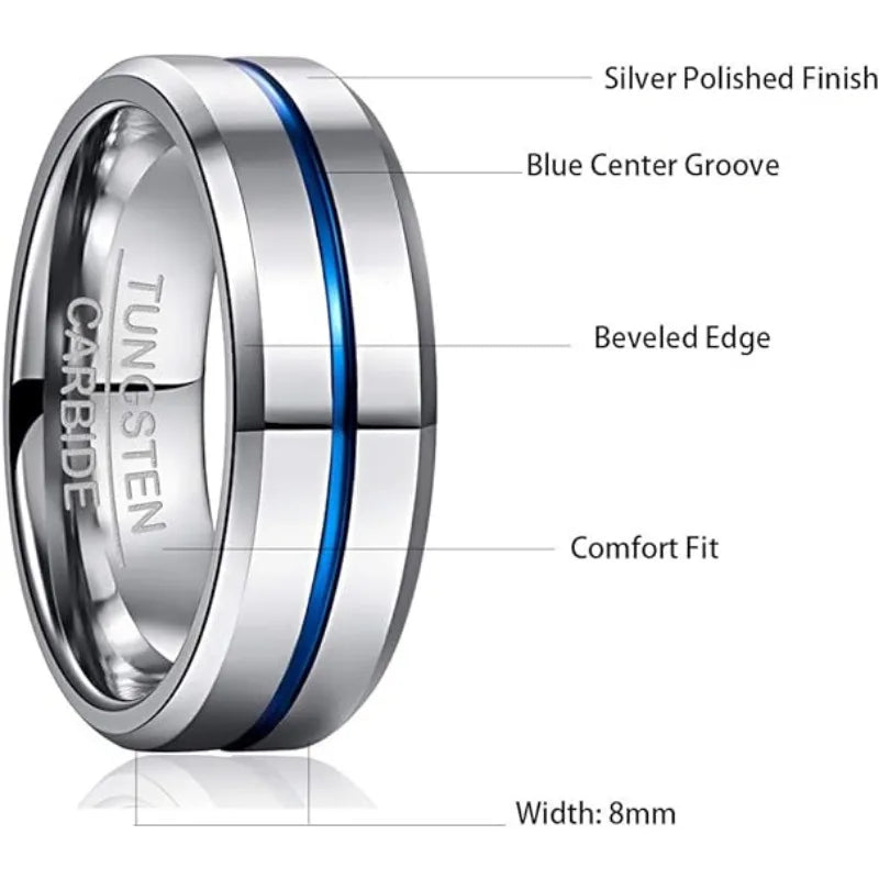 Blue Tungsten Ring – Bond Edition