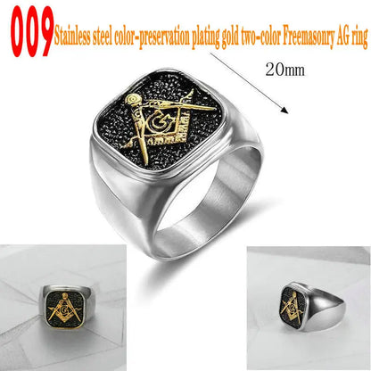 Masonic Titanium Steel Ring – Brotherhood Edition