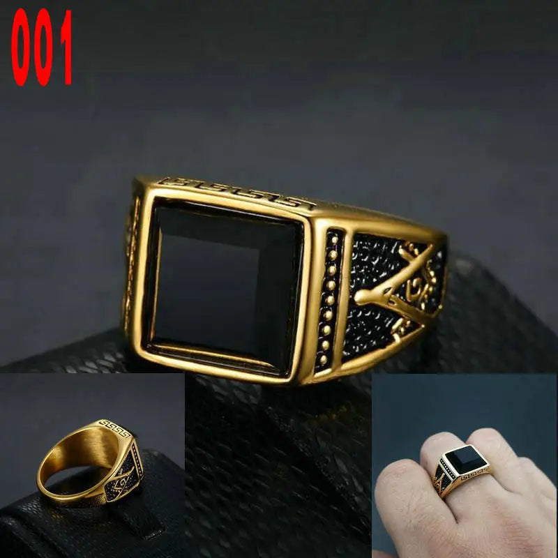 Masonic Titanium Steel Ring – Brotherhood Edition