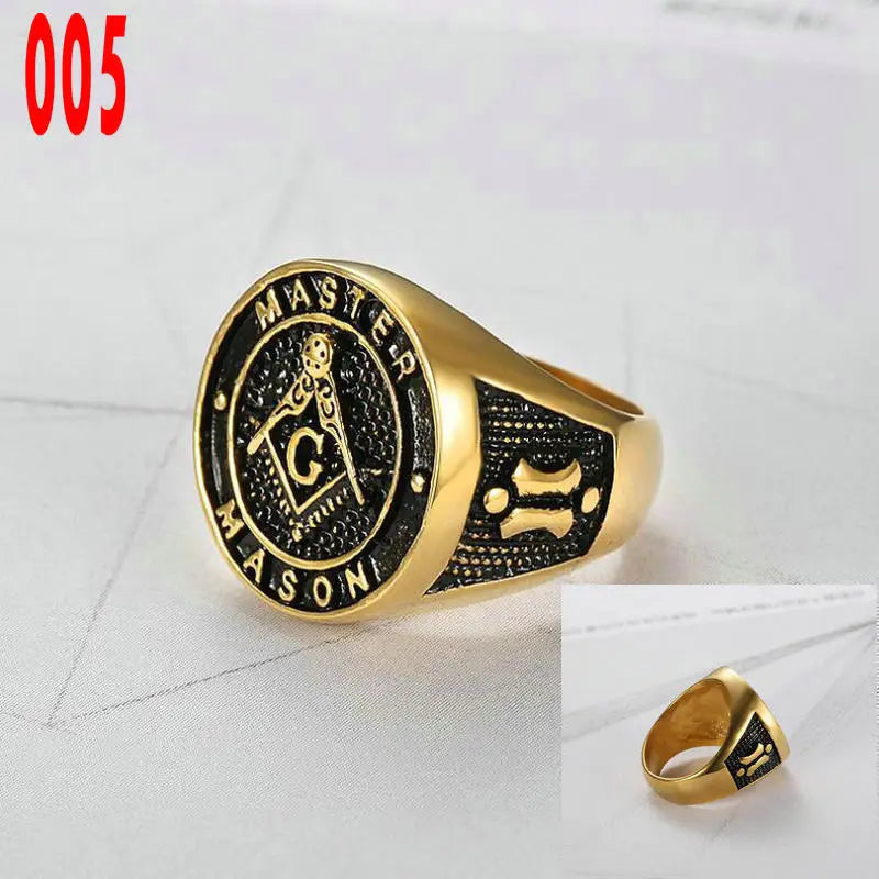 Masonic Titanium Steel Ring – Brotherhood Edition
