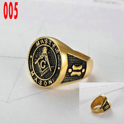 Masonic Titanium Steel Ring – Brotherhood Edition
