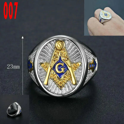 Masonic Titanium Steel Ring – Brotherhood Edition
