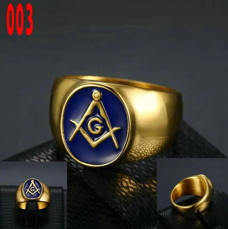 Masonic Titanium Steel Ring – Brotherhood Edition
