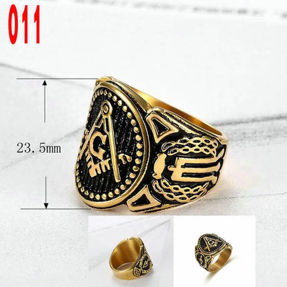 Masonic Titanium Steel Ring – Brotherhood Edition