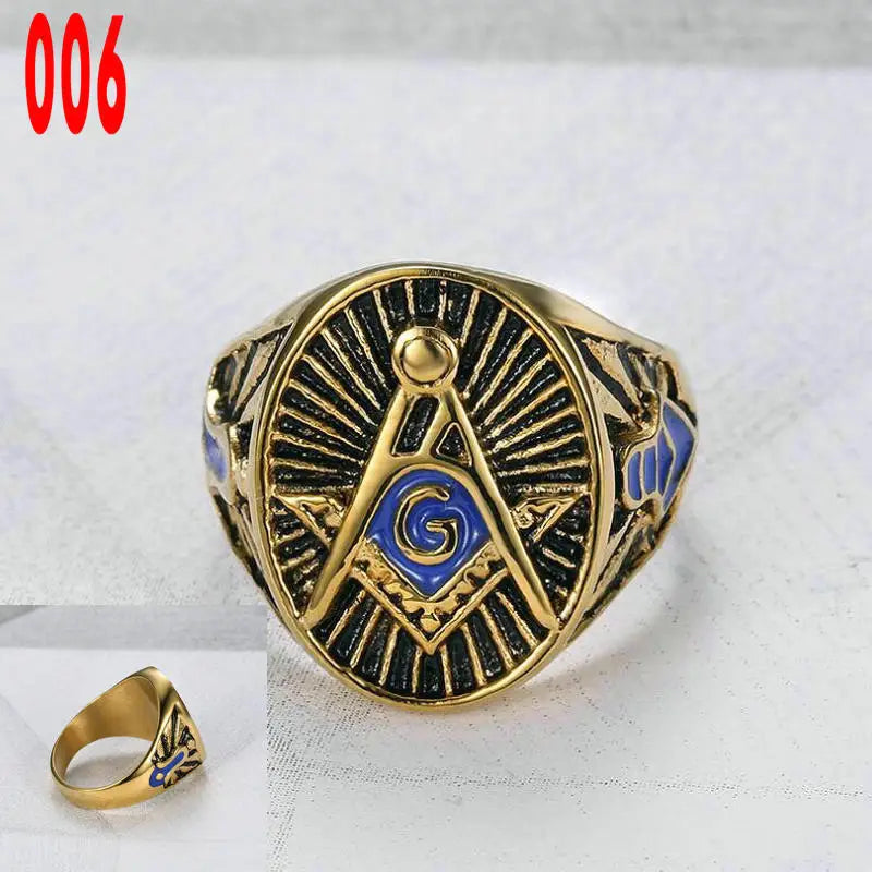 Masonic Titanium Steel Ring – Brotherhood Edition