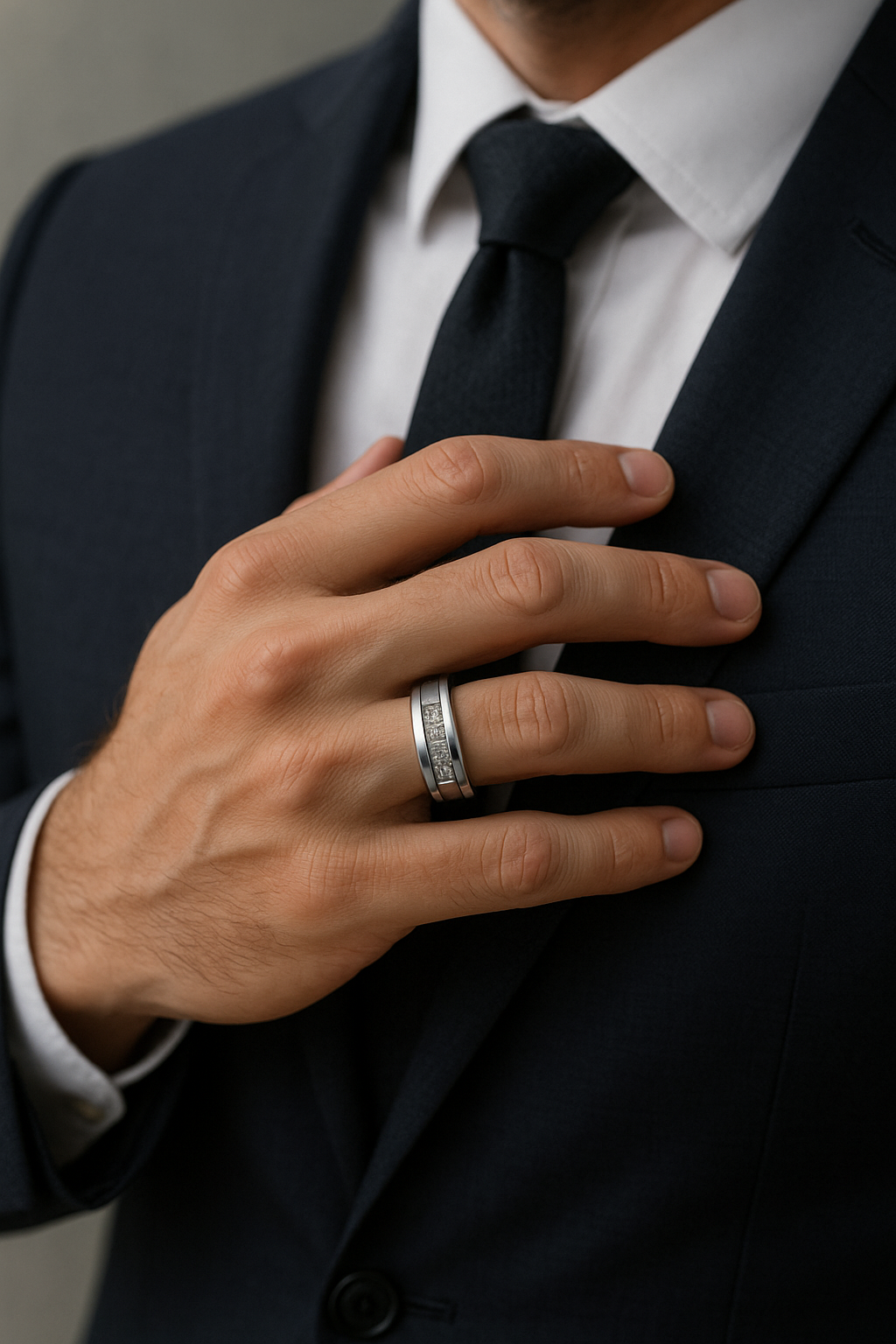 Autumn Hot Selling Silver Plated Stainless Steel Rings For Men Square Cubic Zircon Ring Jewelry Accessories Wholesale Size 7-13