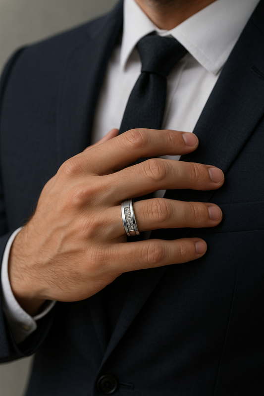 Autumn Hot Selling Silver Plated Stainless Steel Rings For Men Square Cubic Zircon Ring Jewelry Accessories Wholesale Size 7-13