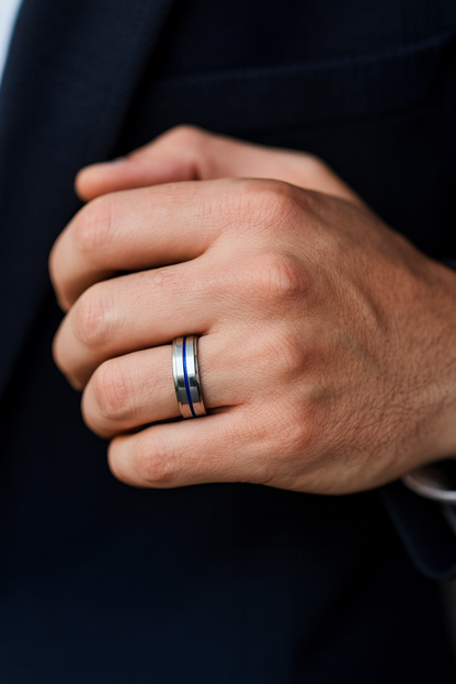 Blue Tungsten Ring – Bond Edition