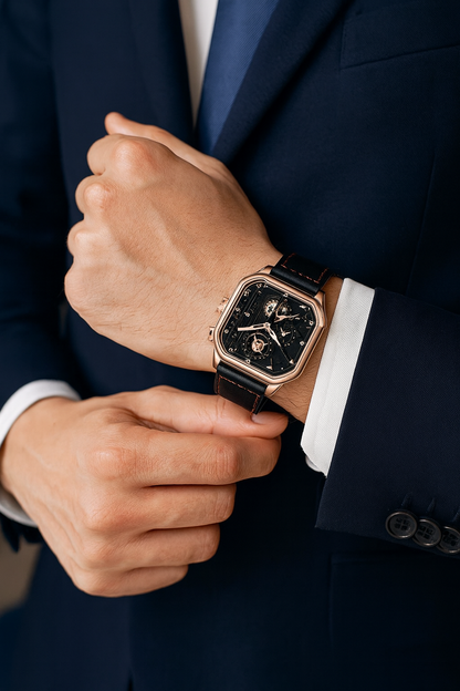 CRRJU Men Watch Top Brand Luxury Military Leather Square Clock Quartz Business Sport Wristwatch Relogio Masculino