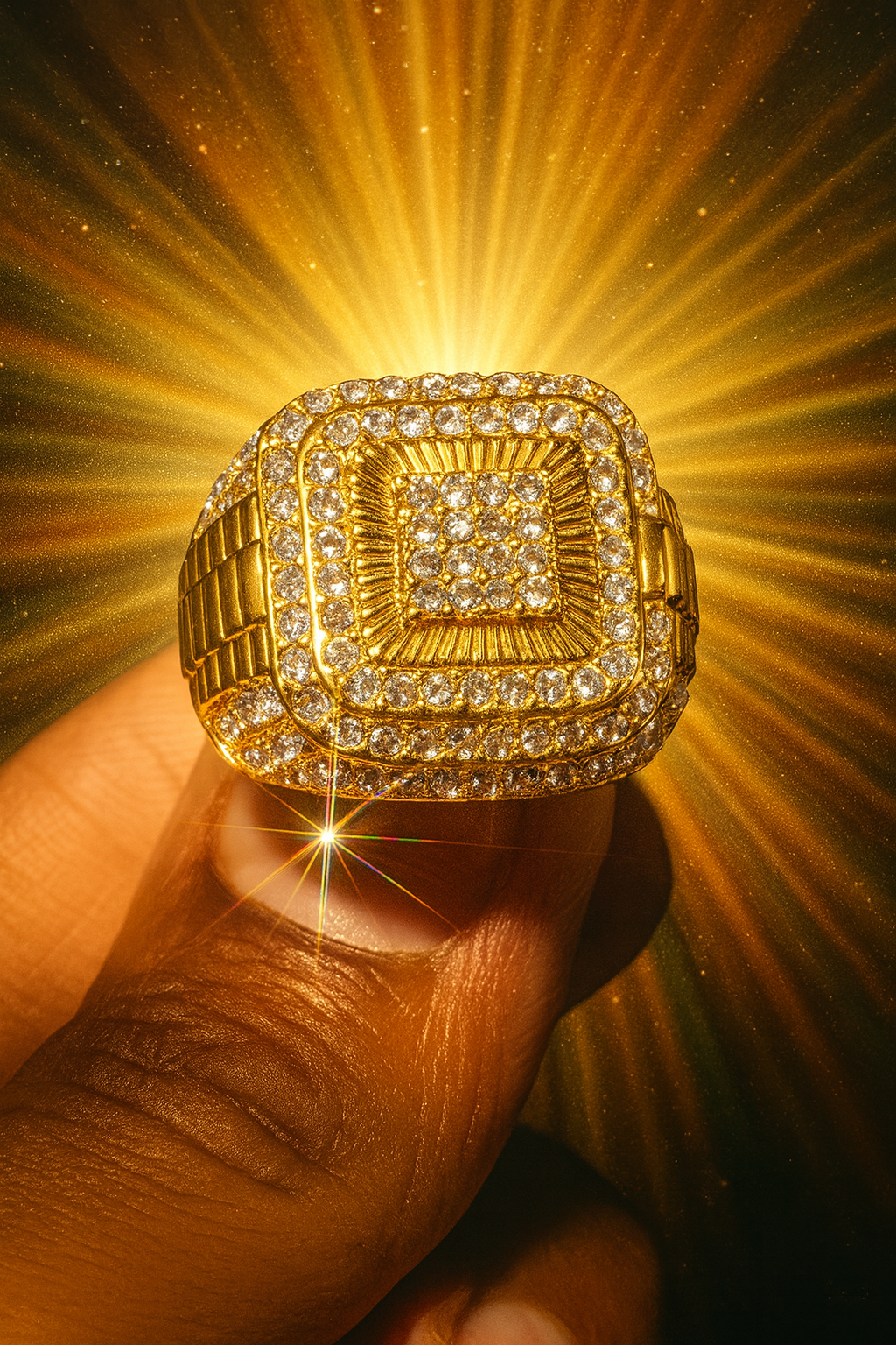 Exquisite Shiny Full Zirconia Ring Charming Business Cocktail Party Jewelry for Men Women Banquet Birthday Gifts