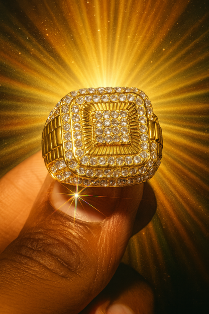Exquisite Shiny Full Zirconia Ring Charming Business Cocktail Party Jewelry for Men Women Banquet Birthday Gifts