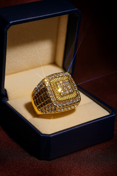 Exquisite Shiny Full Zirconia Ring Charming Business Cocktail Party Jewelry for Men Women Banquet Birthday Gifts