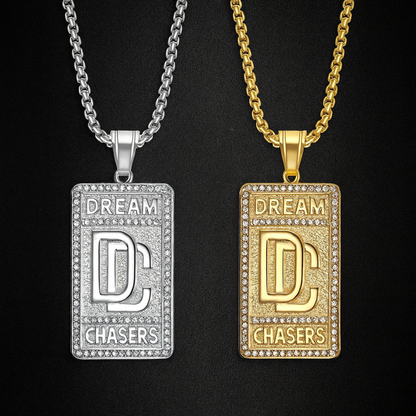 Men's Dream Chasers Pendant Zircon Necklace Stainless Steel Bold Chain Necklace Hip-hop Punk Necklace for Party