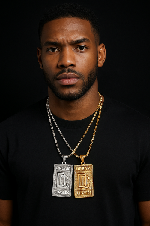 Men's Dream Chasers Pendant Zircon Necklace Stainless Steel Bold Chain Necklace Hip-hop Punk Necklace for Party