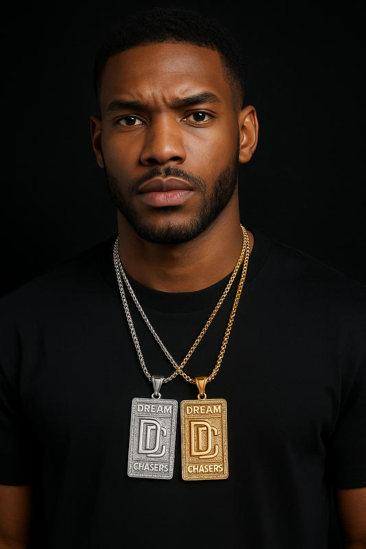 Men's Dream Chasers Pendant Zircon Necklace Stainless Steel Bold Chain Necklace Hip-hop Punk Necklace for Party