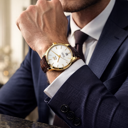 OLEVS Classic Quartz Watch for Men Waterproof Leather strap Calendar Sports Business Men 's Quartz Wrist Watch TOP Brand 6898
