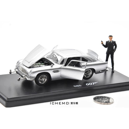 Diecast 1:43 Scale DB5 007 with Doll Alloy Simulation Vehicle Model Finished Simulation Collection Decoration Gift Display