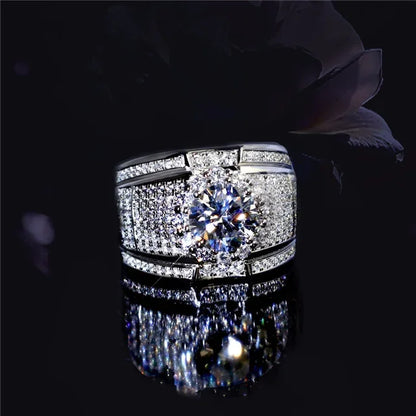 Milangirl Big Hip Hop Rhinestone Men Out Bling Square Ring   Pave Setting CZ Wedding Engagement Rings Top Quality