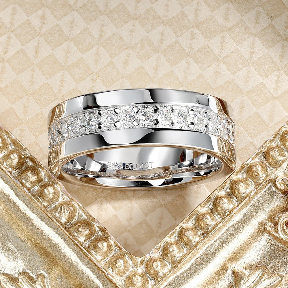 Serenity 2mm D Color Moissanite Rings for Women Men Wedding Bridal 100% S925 Sterling Silver Plated 18K Eternity Rings Jewelry