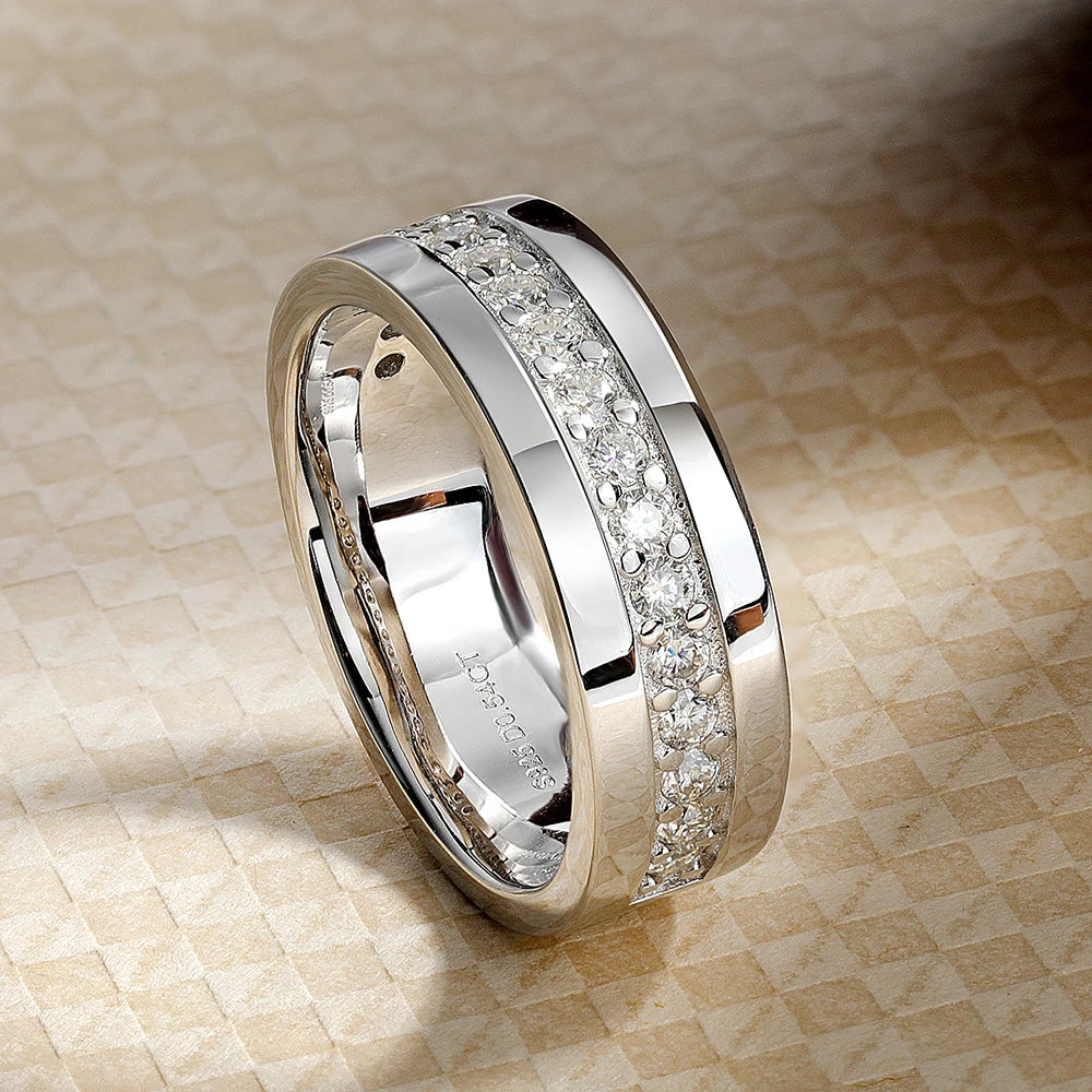 Serenity 2mm D Color Moissanite Rings for Women Men Wedding Bridal 100% S925 Sterling Silver Plated 18K Eternity Rings Jewelry