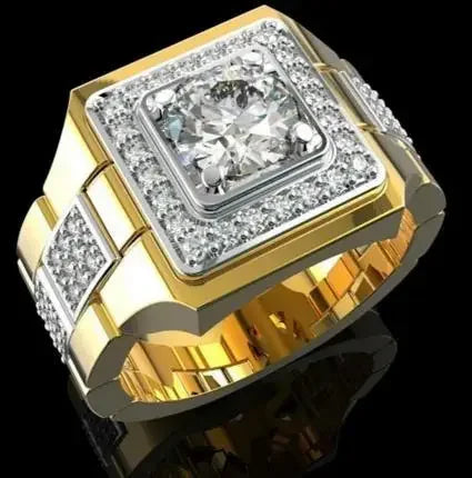 Milangirl Big Hip Hop Rhinestone Men Out Bling Square Ring   Pave Setting CZ Wedding Engagement Rings Top Quality