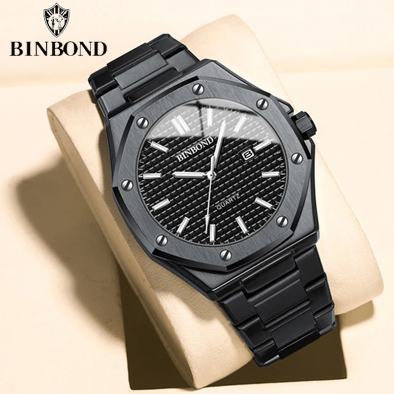 BINBOND Classic Chronograph – Stainless Steel Luxury Watch