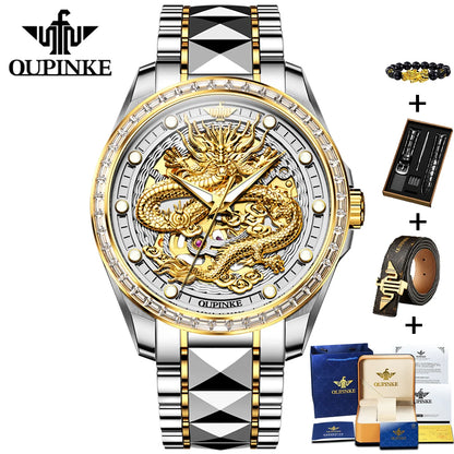OUPINKE 3276 Men's Watch Top Brand Luxury Dragon Automatic Wrist Watches Tungsten Steel Waterproof Mechanical Watch For Men
