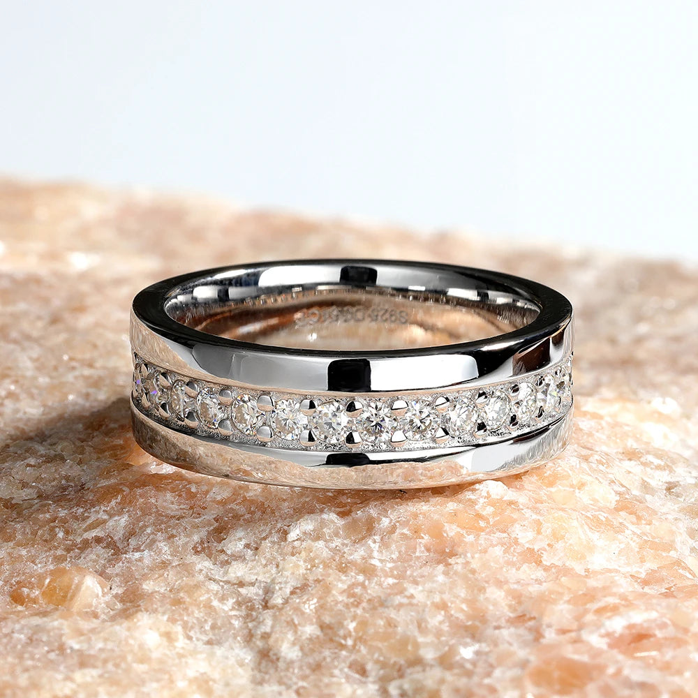 Serenity 2mm D Color Moissanite Rings for Women Men Wedding Bridal 100% S925 Sterling Silver Plated 18K Eternity Rings Jewelry