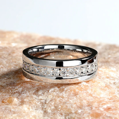 Serenity 2mm D Color Moissanite Rings for Women Men Wedding Bridal 100% S925 Sterling Silver Plated 18K Eternity Rings Jewelry