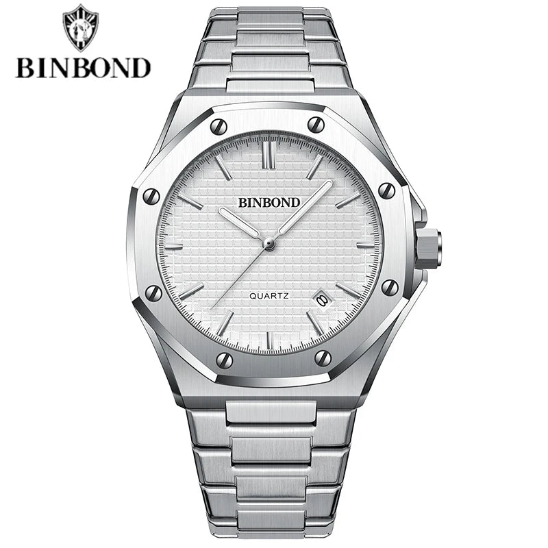 BINBOND Classic Chronograph – Stainless Steel Luxury Watch