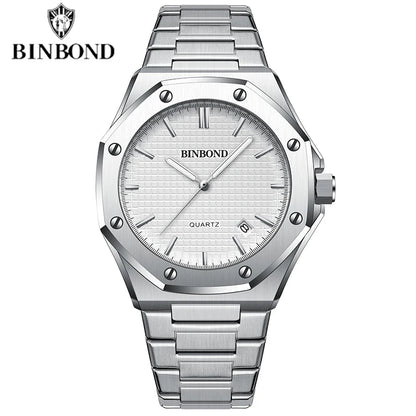 BINBOND Classic Chronograph – Stainless Steel Luxury Watch