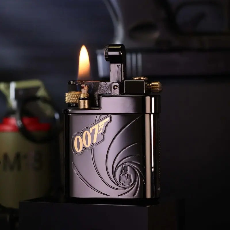 CHIEF 007 Agent Series Brass Semi - Automatic Side - Pulley Ignition Kerosene Lighter (52/42/14MM, 95G)