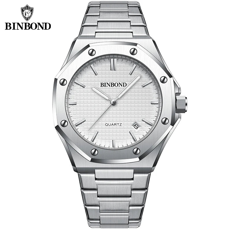 BINBOND Classic Chronograph – Stainless Steel Luxury Watch