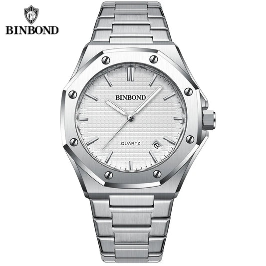 BINBOND Classic Chronograph – Stainless Steel Luxury Watch