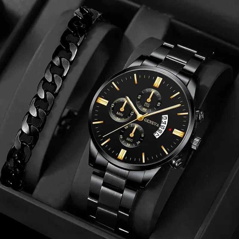Executive Calendar Quartz Watch – Men’s Luxury Edition