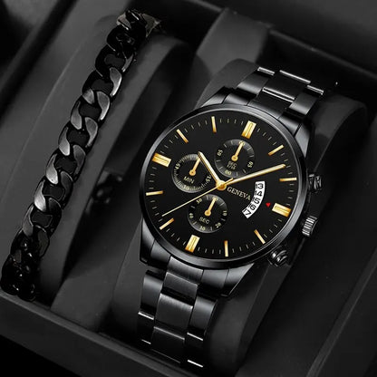 Executive Calendar Quartz Watch – Men’s Luxury Edition