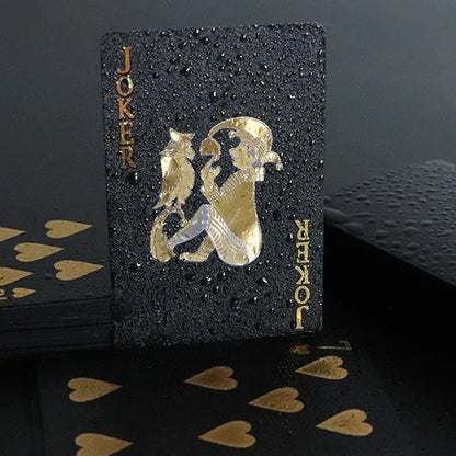 ♠️ Black & Gold Poker Card Set – Waterproof Edition