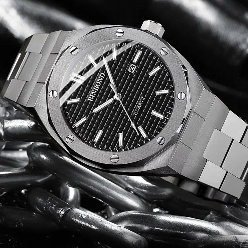 BINBOND Classic Chronograph – Stainless Steel Luxury Watch