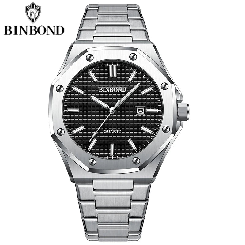 BINBOND Classic Chronograph – Stainless Steel Luxury Watch
