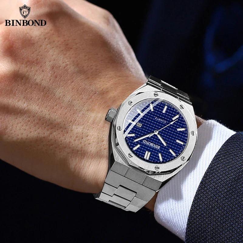 BINBOND Classic Chronograph – Stainless Steel Luxury Watch