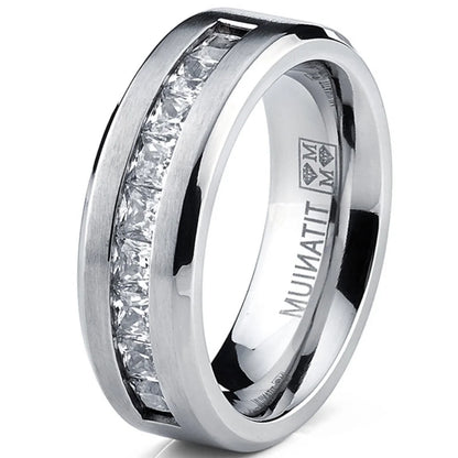 Autumn Hot Selling Silver Plated Stainless Steel Rings For Men Square Cubic Zircon Ring Jewelry Accessories Wholesale Size 7-13