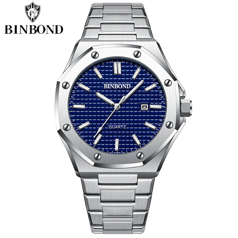 BINBOND Classic Chronograph – Stainless Steel Luxury Watch