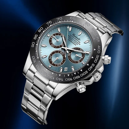 The Vanguard Chrono – Elegant Three-Eye Quartz Watch (Silver Edition)