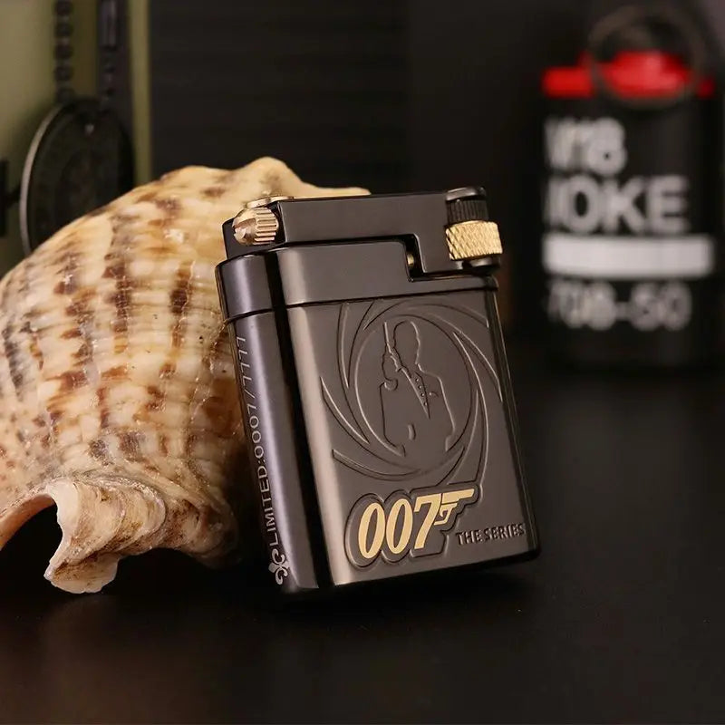 CHIEF 007 Agent Series Brass Semi - Automatic Side - Pulley Ignition Kerosene Lighter (52/42/14MM, 95G)