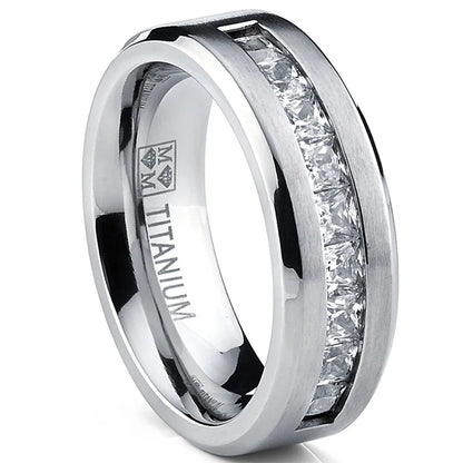 Autumn Hot Selling Silver Plated Stainless Steel Rings For Men Square Cubic Zircon Ring Jewelry Accessories Wholesale Size 7-13