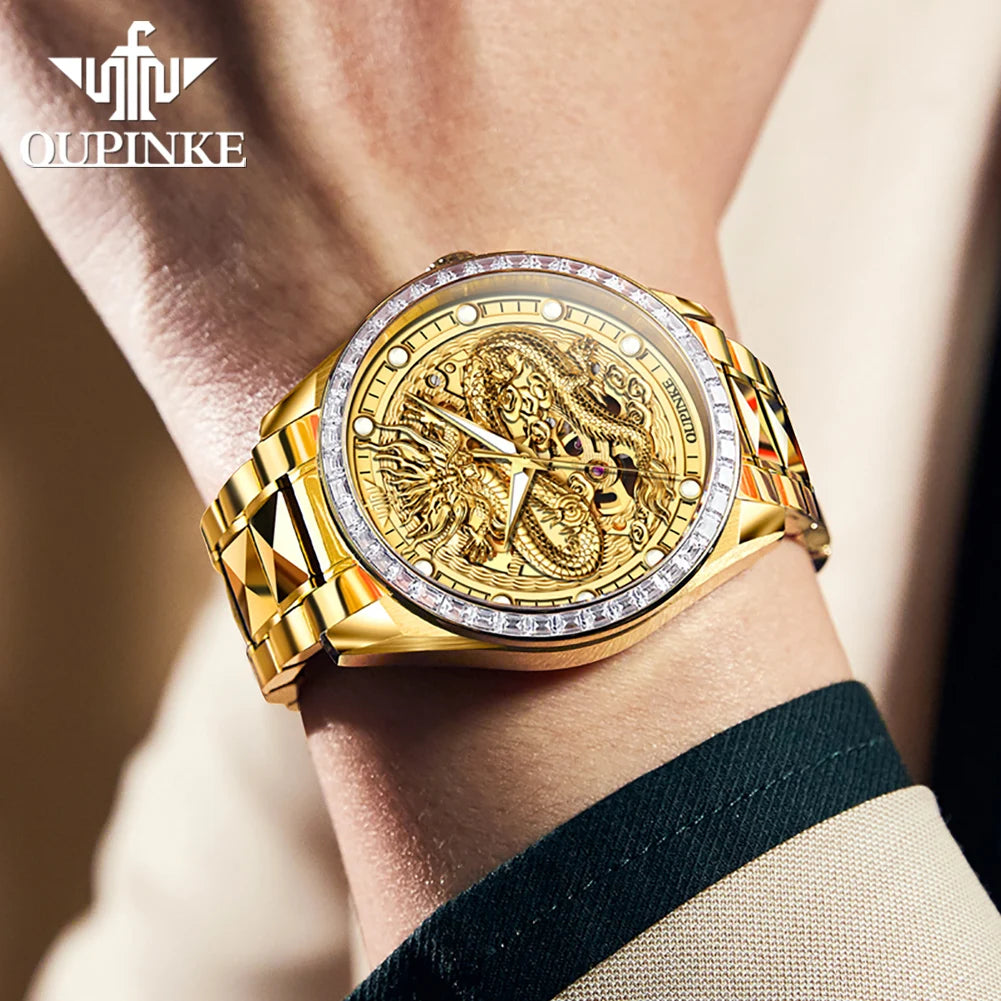OUPINKE 3276 Men's Watch Top Brand Luxury Dragon Automatic Wrist Watches Tungsten Steel Waterproof Mechanical Watch For Men