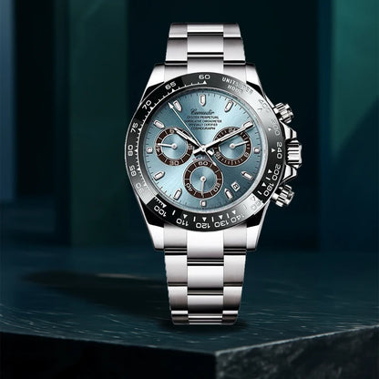 The Vanguard Chrono – Elegant Three-Eye Quartz Watch (Silver Edition)