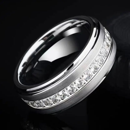 Autumn Hot Selling Silver Plated Stainless Steel Rings For Men Square Cubic Zircon Ring Jewelry Accessories Wholesale Size 7-13