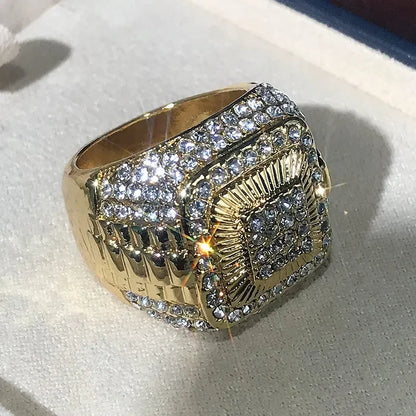 Exquisite Shiny Full Zirconia Ring Charming Business Cocktail Party Jewelry for Men Women Banquet Birthday Gifts